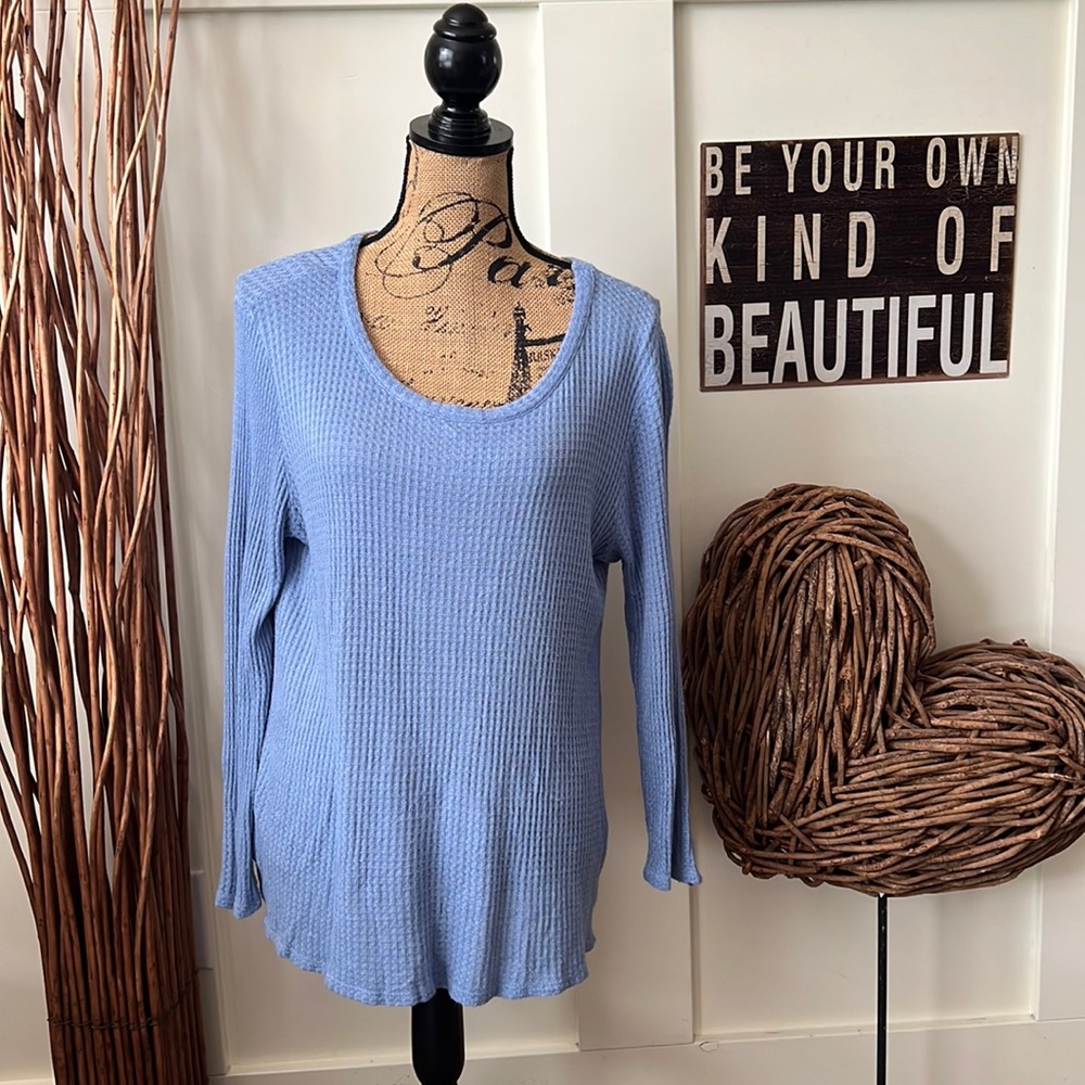 Cha Cha Vente Light Blue Waffle Weave Tunic